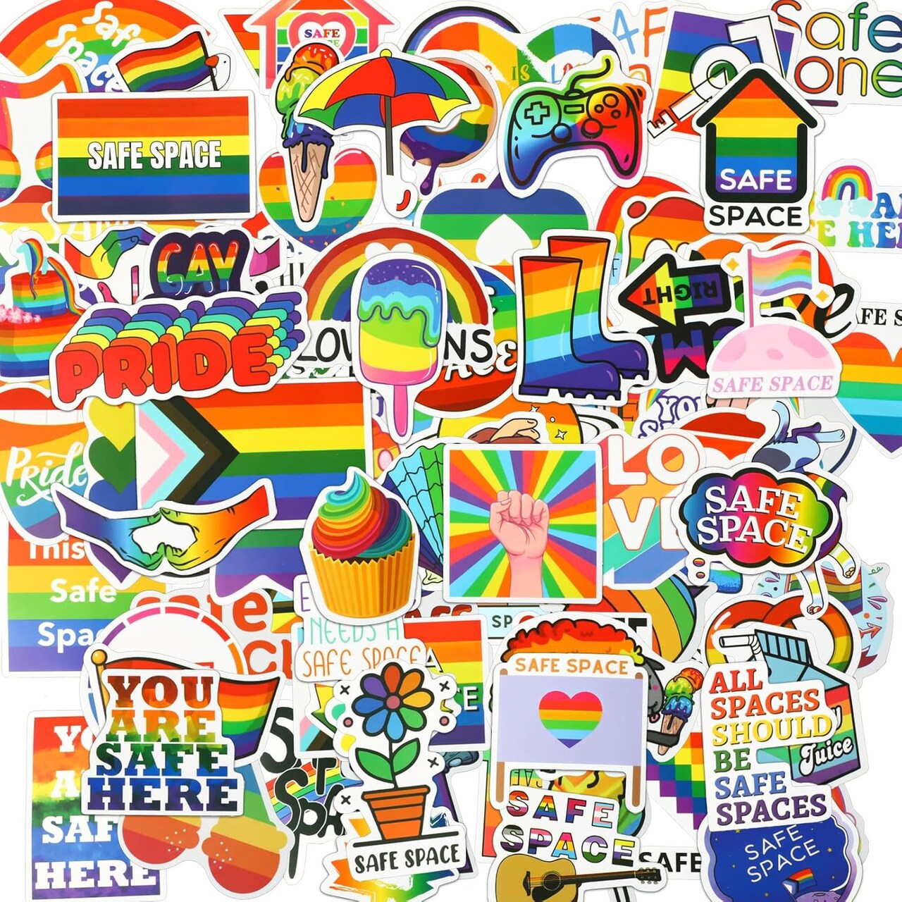 100PCS LGBTQ+ Pride Stickers Pack – Waterproof Rainbow Vinyl Decals for Water Bottles, Laptops, Bikes, Skateboards & Helmets | Gay Lesbian Bi Trans Pride Accessories